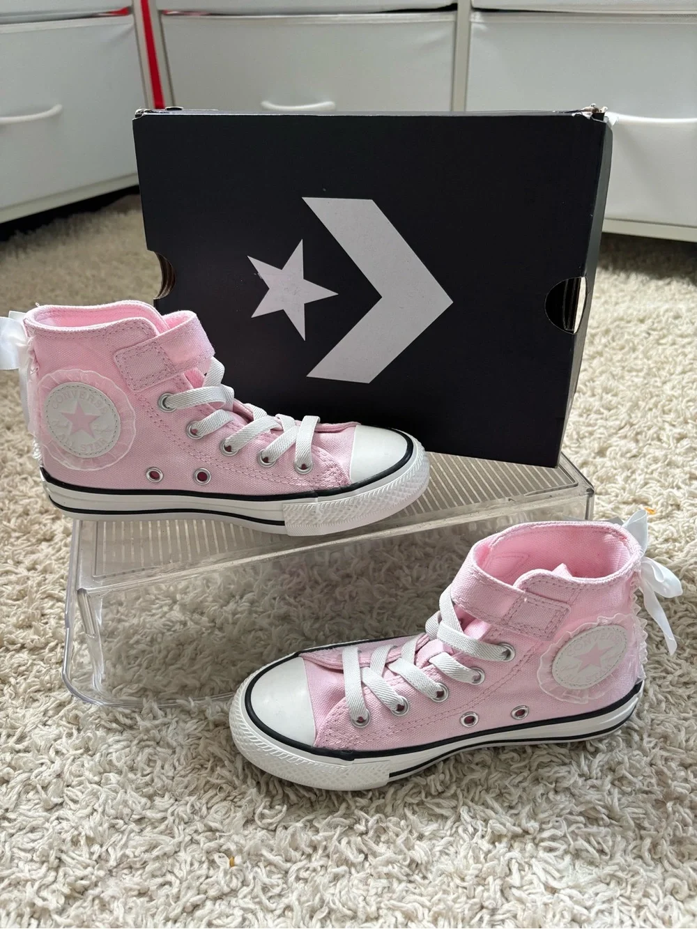 Converse Kids Pink High-Top Canvas Sneakers with White Trim